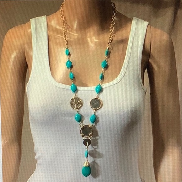 Chico's Jewelry - Chico’s Turquoise and Gold Tone Necklace